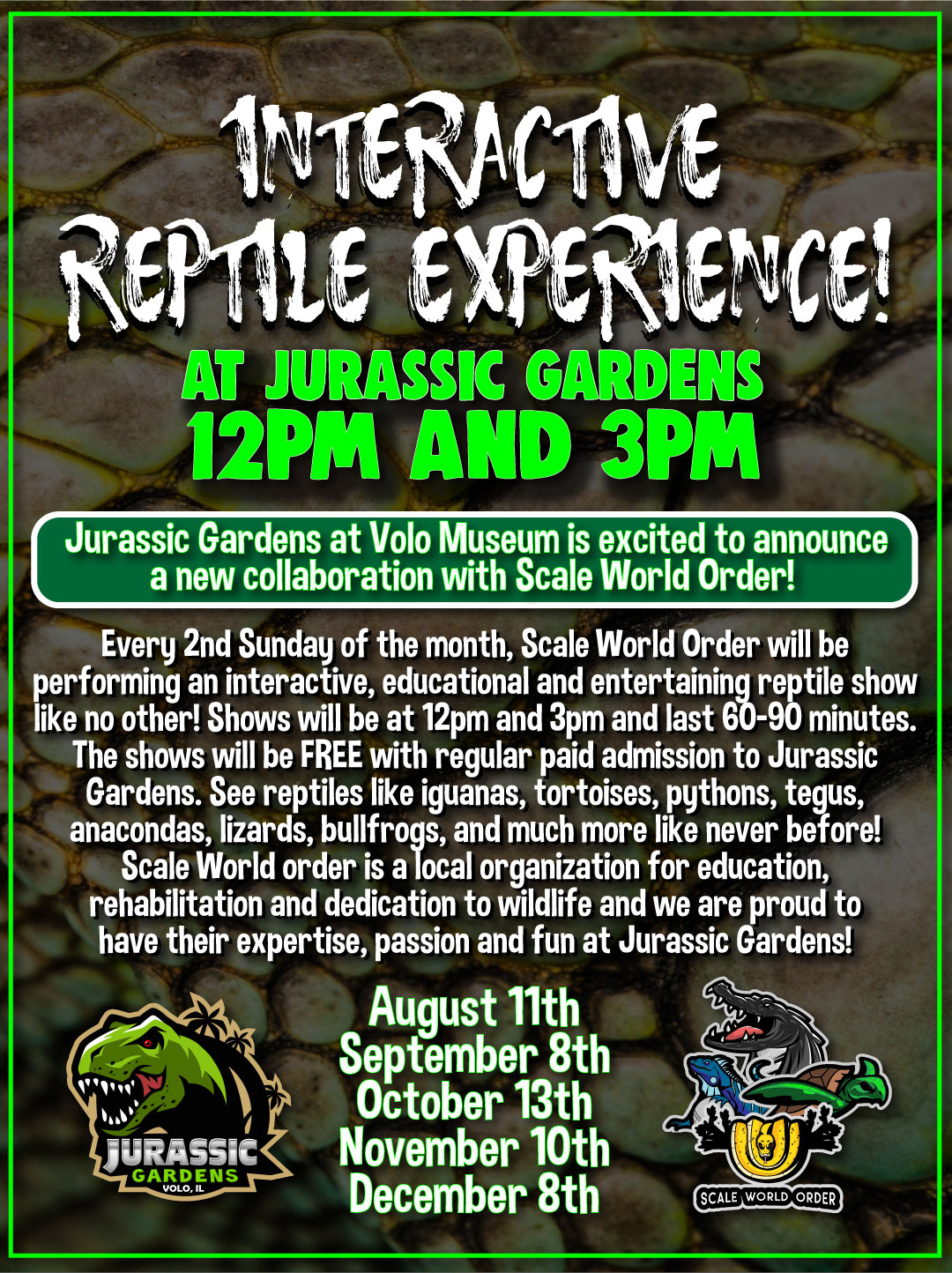 Jurassic Gardens Volo Museum Live Interactive REptile Experience