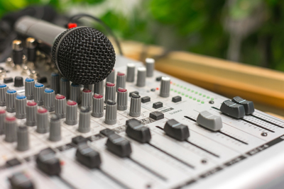 Closeup of a microphone